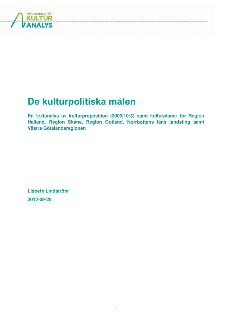 Omslagsbild De kulturpolitiska målen 2012