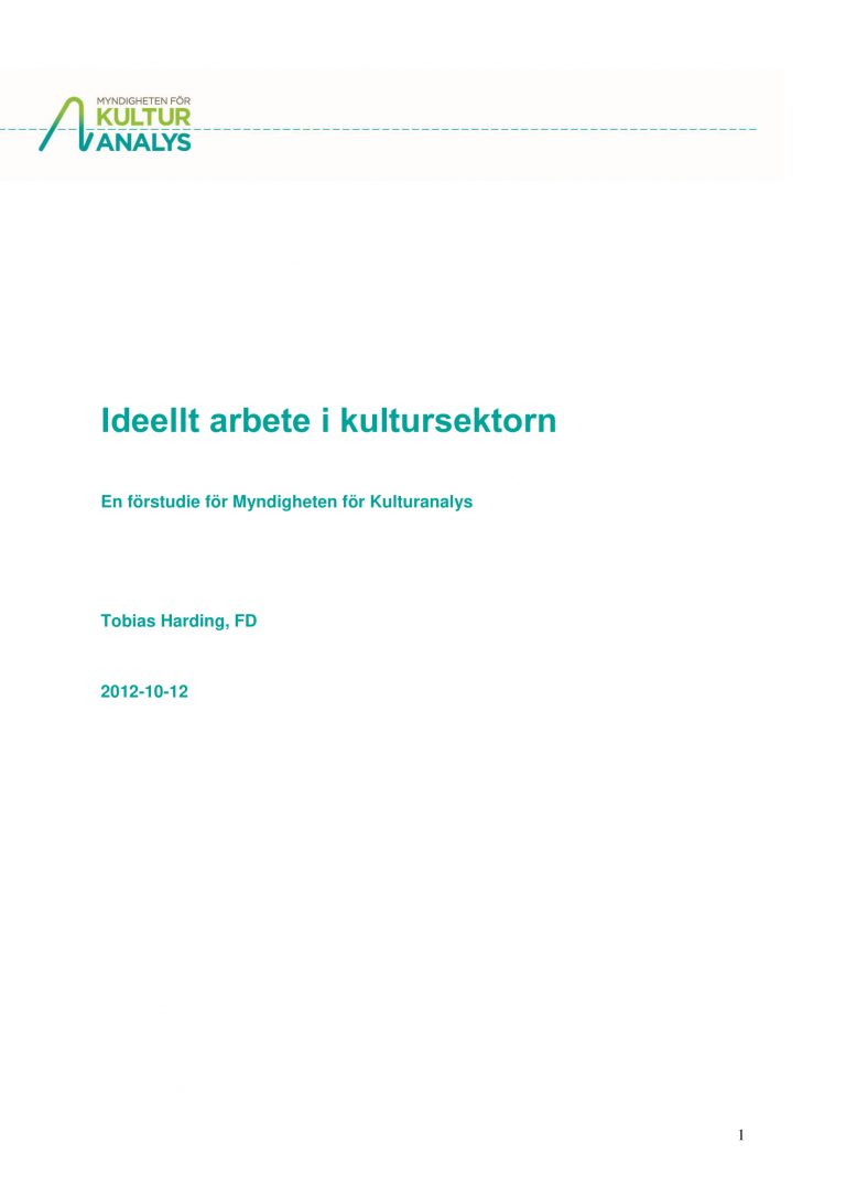 Omslagsbild Ideellt arbete i kultursektorn