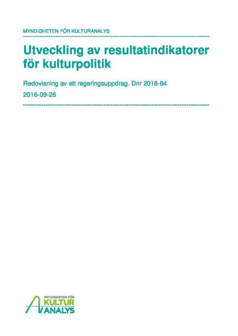 Utveckling av resultatindikatorer för kulturpolitik